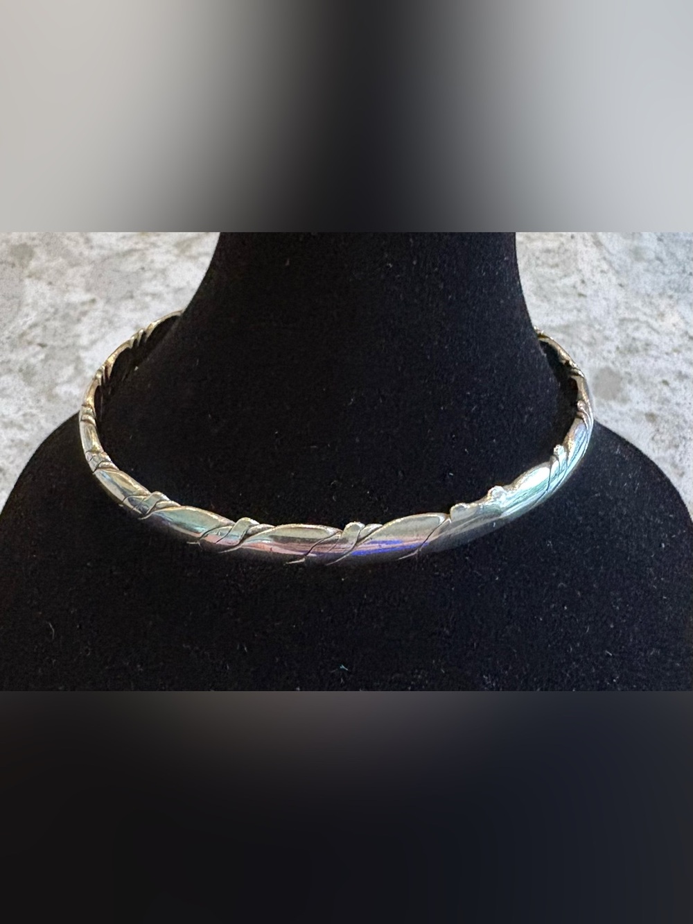 Sterling Silver Bangle Bracelet -Classic with twisted pattern